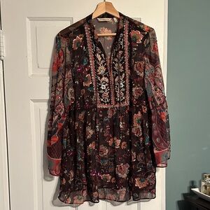 Soft Surroundings Floral Embroidered and Embellished Top